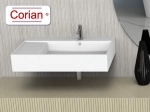 Vasque lavabo design rectangulaire, suspendu ou à poser, Couleur blanc mat, Finition lisse, Solid-Surface Corian®, Taille : 80 x 49 x 15 cm - Stock disponible ! LIVRAISON OFFERTE